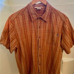 Marmot Rust Colored Plaid Button Up Men’s Shirt